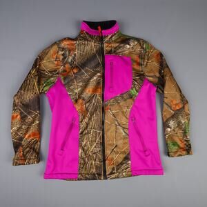 Trail Crest Womens Large Semi-Fitted Full Zip Camo Jacket Pink Accents Mossy Oak